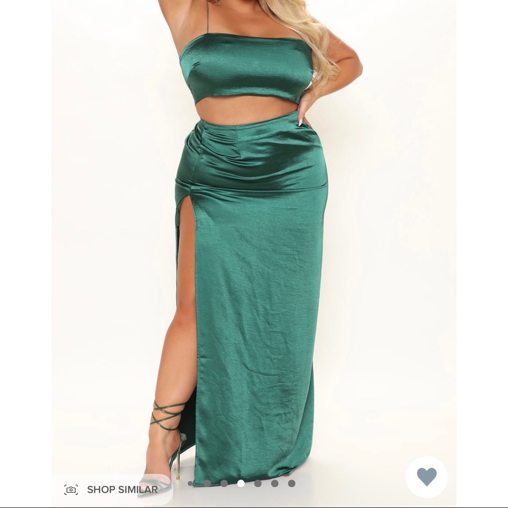 Heavenly Dreams Satin Skirt Set - Hunter